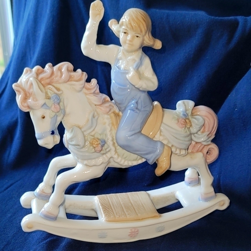 Paul Sebastian Figurine Girl Carousel Horse 1991